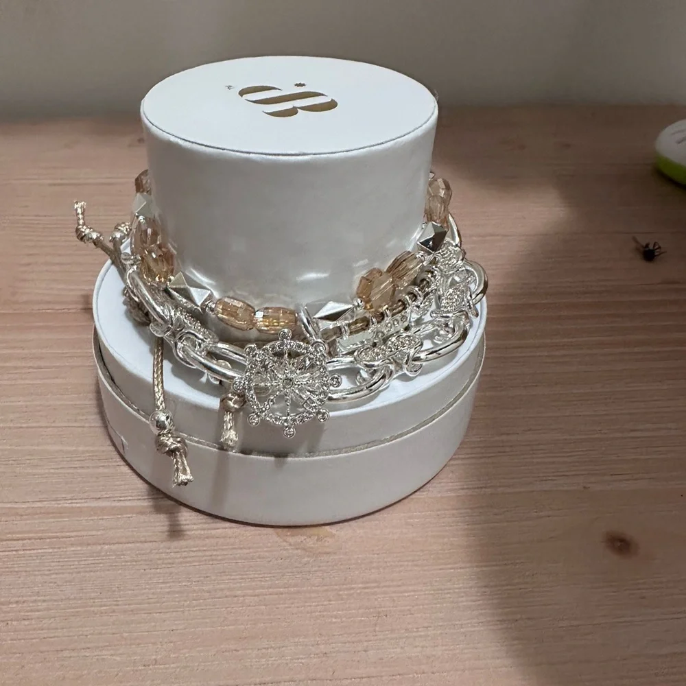 Bomb party Elegant Silver plated COMPASS Bracelet stack - Picture 2 of 8